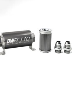 DeatschWerks Stainless Steel 10AN 100 Micron Universal Inline Fuel Filter Housing Kit (110mm)