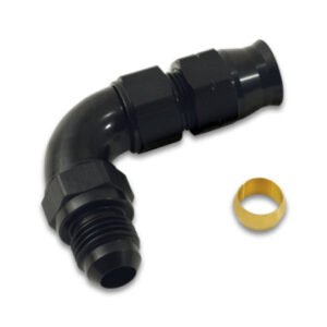 Vibrant 90 Degree 5/16in Tube to Male -6AN Flare Adapter w/ Olive Inserts