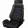 Recaro Classic LX Seat - Black Leather/Classic Checkered Fabric