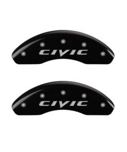 MGP 4 Caliper Covers Engraved Front 2015/Civic Engraved Rear 2015/Civic Black finish silver ch