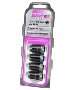 McGard SplineDrive Lug Nut (Cone Seat) M12X1.5 / 1.24in. Length (4-Pack) - Black (Req. Tool)