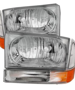 Xtune Ford F250/350/450 Superduty 99-04 Crystal Headlights w/ Bumper Lights HD-JH-FF25099-AM-C