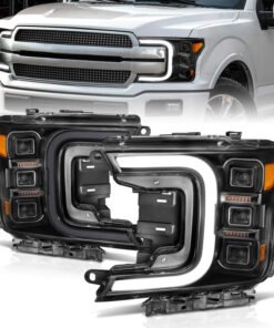 Anzo 18-20 Ford F-150 Full Led Projector Smoke Bar Style Headlights Black Amber