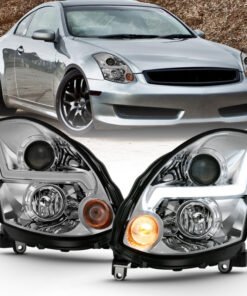 ANZO 2003-2007 Infiniti G35 Projector Headlight Plank Style Black (HID Compatible, No HID Kit )
