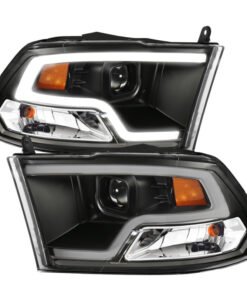 ANZO 09-18 Dodge Ram 1500 Plank Style Projector Headlights Black w/ Halo