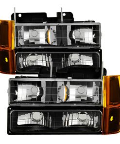 Xtune GMC Yukon 94-99 Headlights w/ Corner & Parking Lights 8pcs Sets -Black HD-JH-GCK94-AM-BK-SET