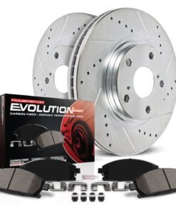 Powerstop K2992 Front Brake Discs And Pad Kit Cast 5 Lugs for Mitsubishi