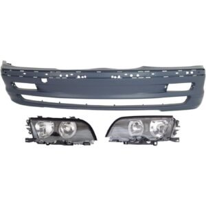 New Front Bumper Cover with Headlights kit 3 pices for 2001 BMW 320i