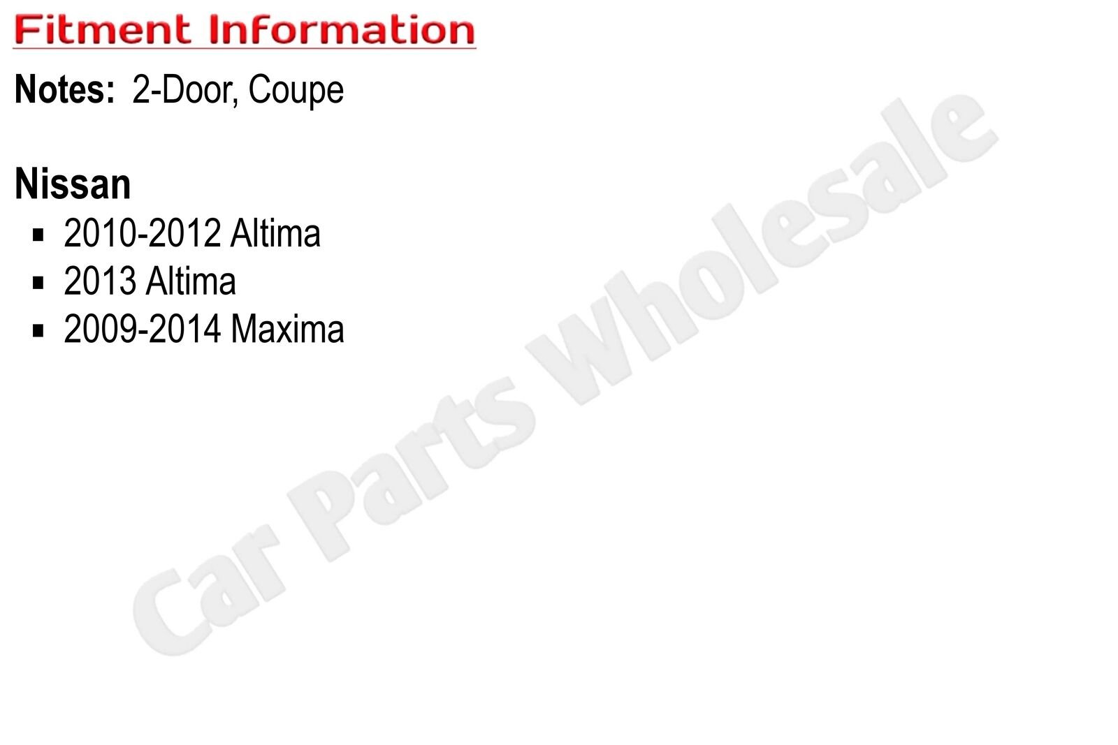 Radiator Support NI1225185 625009N00A for 2009-2014 Nissan Maxima Coupe