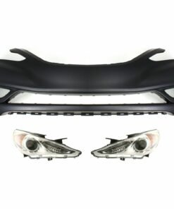 Front Bumper Cover Kit w/ Halogen Head Lamps for 2011-2013 Hyundai Sonata