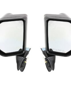 Set of Side View Power Mirrors Gloss Black w/ Lamps for 07-14 Toyota FJ Cruiser