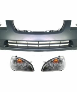 Front Bumper Cover Kit w/ LH and RH Head Lamps for 2002-2004 Nissan Altima