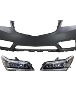 New Front Bumper Cover with Headlights LED kit 2 PC for 2014-2016 Acura MDX