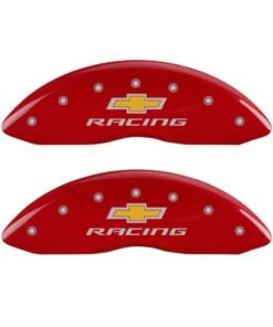 MGP 4 Caliper Covers Engraved Front & Rear Chevy racing Red finish silver ch