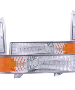 ANZO 2000-2004 Ford Excursion Euro Parking Lights Chrome w/ Amber Reflector