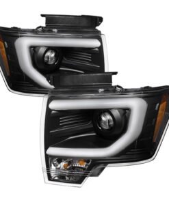 Spyder Ford F150 09-14 Projector Headlights Halogen Model- Light Bar DRL Blk PRO-YD-FF15009-LBDRL-BK