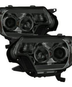 Spyder Toyota Tacoma 12-16 Projector Headlights Light Bar DRL Smoke PRO-YD-TT12-LBDRL-SM