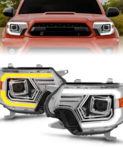 ANZO 12-15 Toyota Tacoma Projector Headlights - w/ Light Bar Switchback Chrome Housing