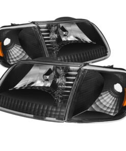Xtune Ford F150 97-03 / Expedition 97-02 Crystal Headlights w/Corner Black HD-JH-FF15097-SET-AM-BK