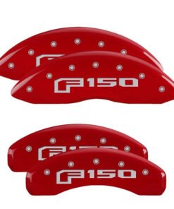 MGP 4 Caliper Covers Engraved Front & Rear Red Finish Silver F-150 (2015)