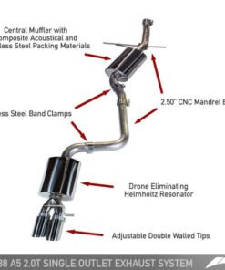 AWE Tuning Audi B8 A5 2.0T Touring Edition Single Outlet Exhaust - Diamond Black Tips