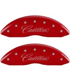 MGP 4 Caliper Covers Engraved Front Cadillac Engraved Rear ATS Red finish silver ch
