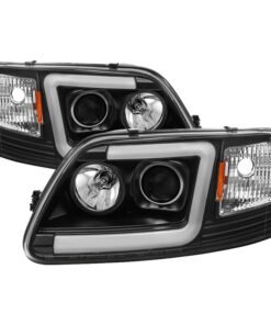 Spyder 97-03 Ford F-150 (After 6/1997) Light Bar Projector Headlights - Blk (PRO-YD-FF15097V2-LB-BK)