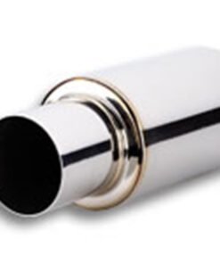 Vibrant TPV Turbo Round Muffler (17in Long) with 4in Round Tip Straight Cut - 3in inlet I.D.